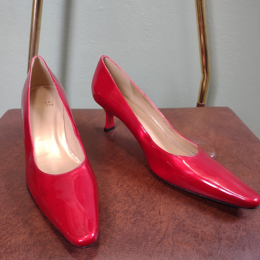 Stuart Weitzman Red Kitten Heels size 8.5 SS
